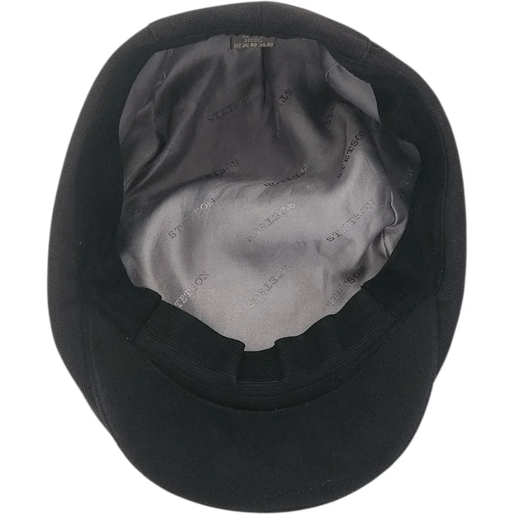 Stetson Mens Black Herringbone Flat Cap Ivy Hat STSTW02 Large - Picture 4 of 8